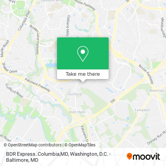 Mapa de BDR Express..Columbia,MD