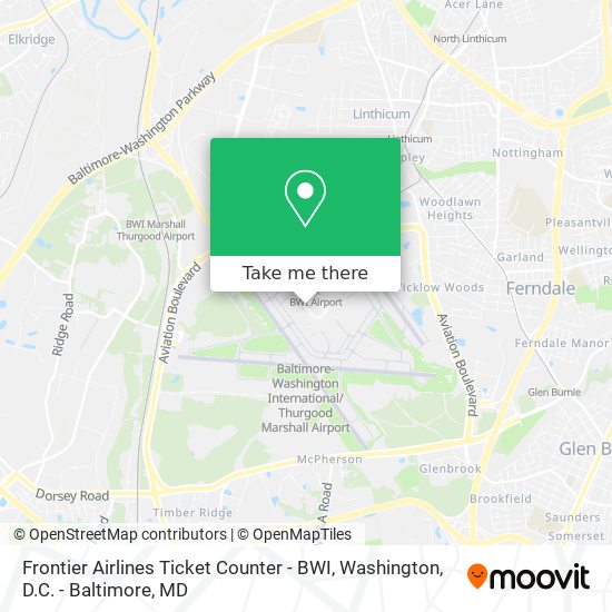 Mapa de Frontier Airlines Ticket Counter - BWI