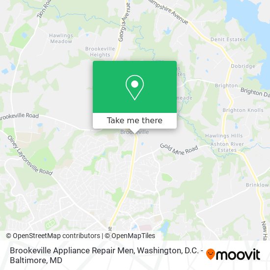 Mapa de Brookeville Appliance Repair Men