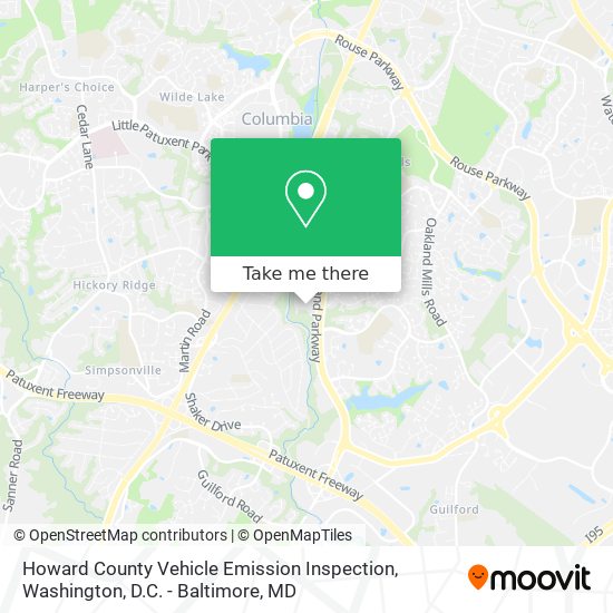 Howard County Vehicle Emission Inspection map