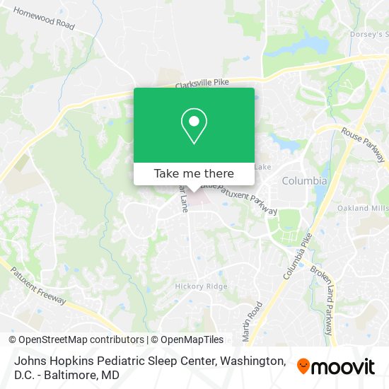 Johns Hopkins Pediatric Sleep Center map