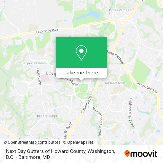 Next Day Gutters of Howard County map