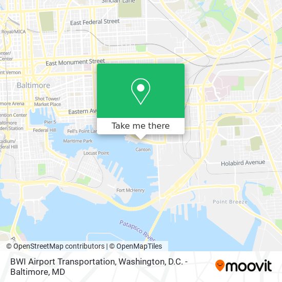 BWI Airport Transportation map