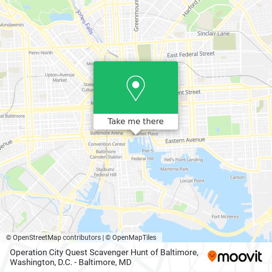 Operation City Quest Scavenger Hunt of Baltimore map