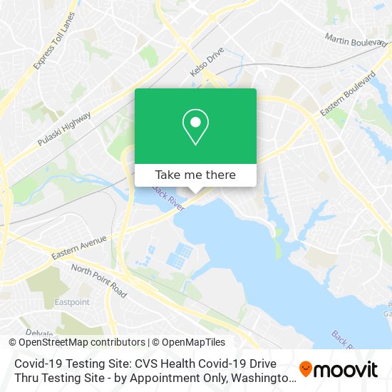 Covid-19 Testing Site: CVS Health Covid-19 Drive Thru Testing Site - by Appointment Only map