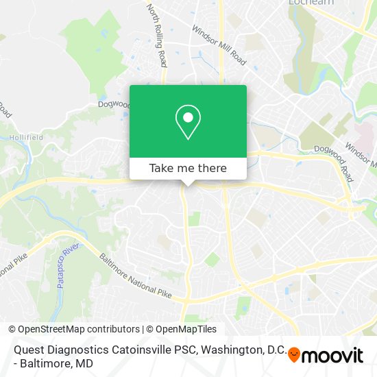 Quest Diagnostics Catoinsville PSC map