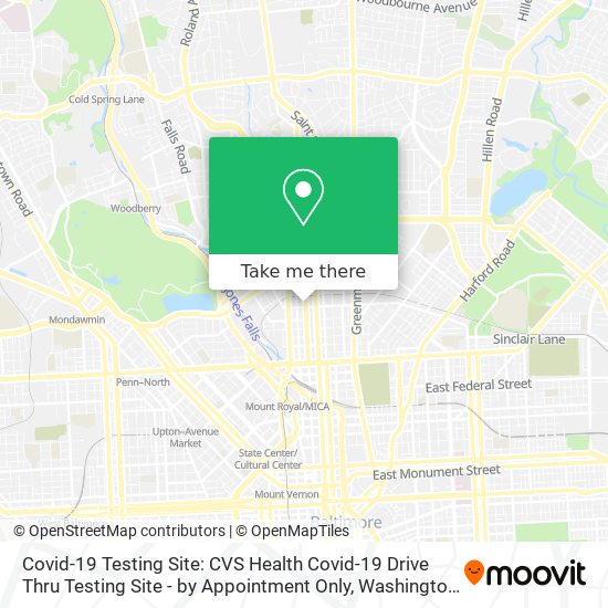 Mapa de Covid-19 Testing Site: CVS Health Covid-19 Drive Thru Testing Site - by Appointment Only