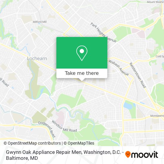 Gwynn Oak Appliance Repair Men map