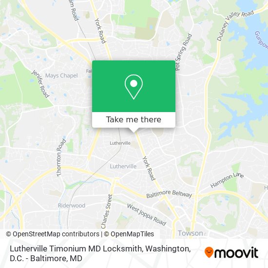 Mapa de Lutherville Timonium MD Locksmith