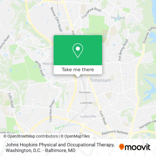 Johns Hopkins Physical and Occupational Therapy map