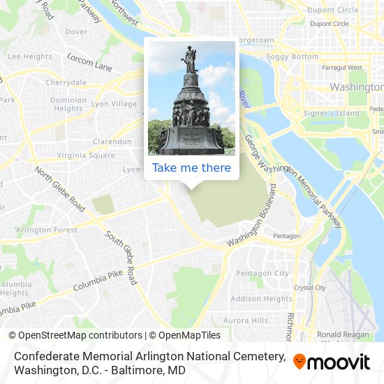 Confederate Memorial Arlington National Cemetery map