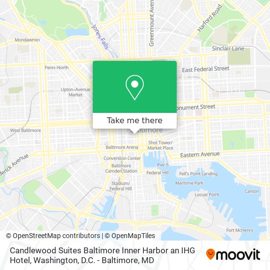 Mapa de Candlewood Suites Baltimore Inner Harbor an IHG Hotel