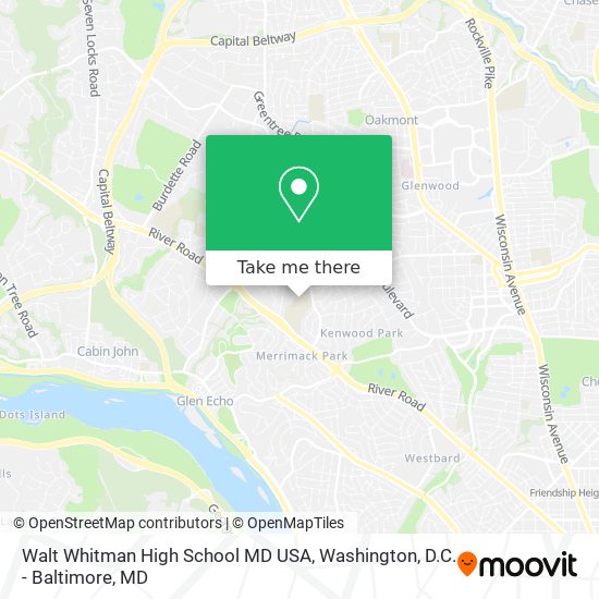 Walt Whitman High School MD USA map