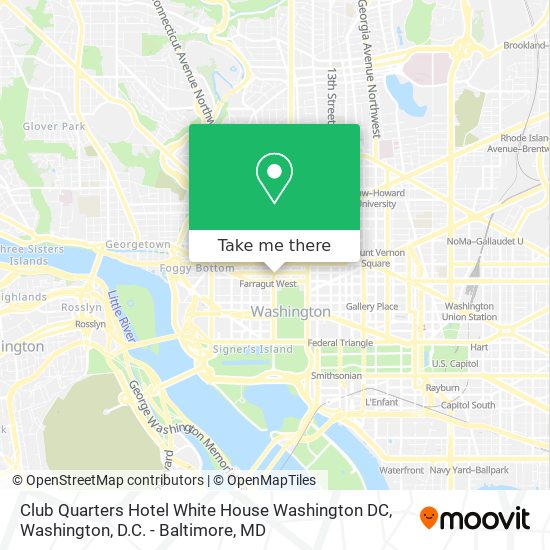 Mapa de Club Quarters Hotel White House Washington DC