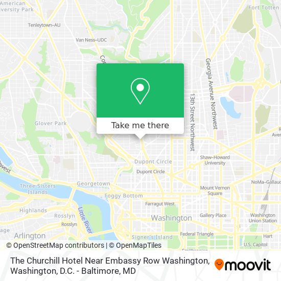 Mapa de The Churchill Hotel Near Embassy Row Washington