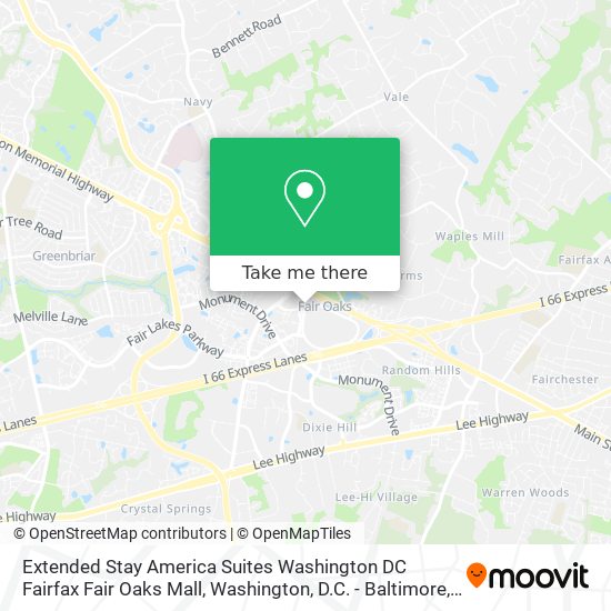 Mapa de Extended Stay America Suites Washington DC Fairfax Fair Oaks Mall