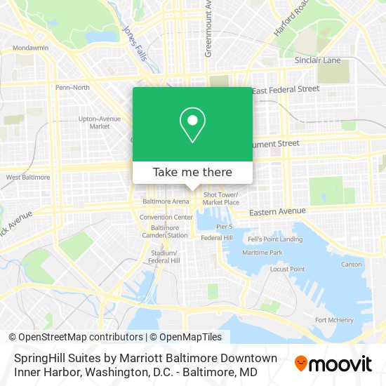 Mapa de SpringHill Suites by Marriott Baltimore Downtown Inner Harbor