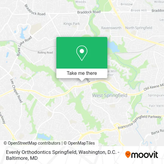 Mapa de Evenly Orthodontics Springfield