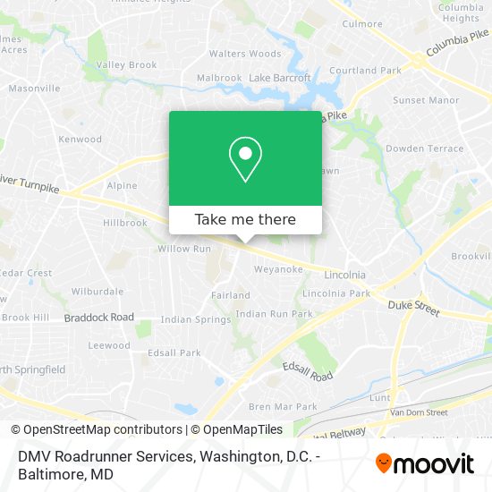 DMV Roadrunner Services map