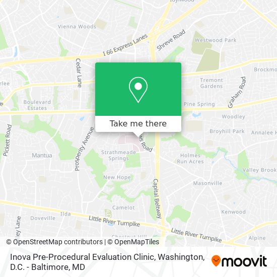 Inova Pre-Procedural Evaluation Clinic map