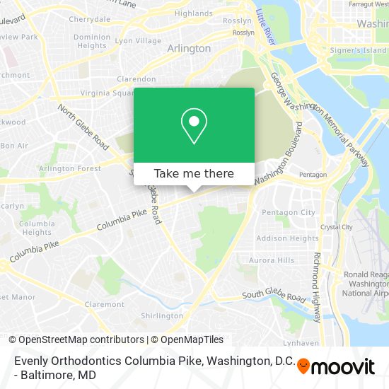 Mapa de Evenly Orthodontics Columbia Pike