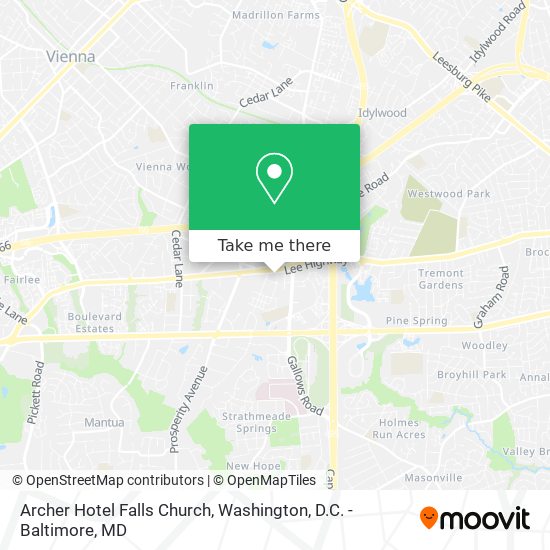 Archer Hotel Falls Church map