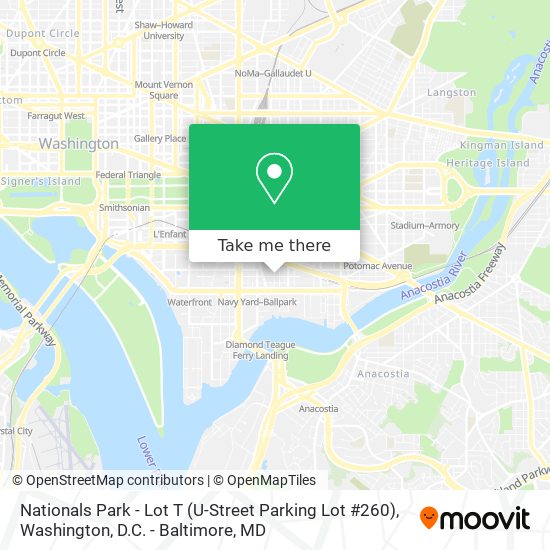 Mapa de Nationals Park - Lot T (U-Street Parking Lot #260)