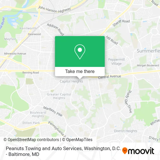 Peanuts Towing and Auto Services map