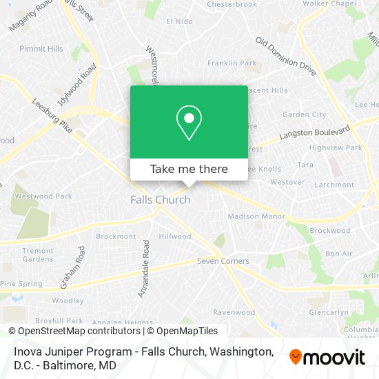 Mapa de Inova Juniper Program - Falls Church