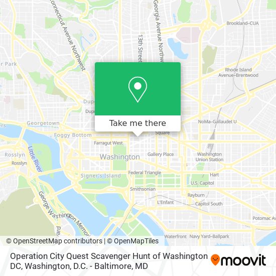 Mapa de Operation City Quest Scavenger Hunt of Washington DC