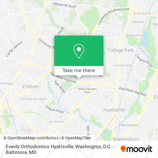 Mapa de Evenly Orthodontics Hyattsville