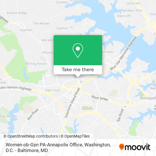 Women ob-Gyn PA-Annapolis Office map