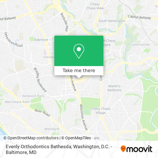 Evenly Orthodontics Bethesda map