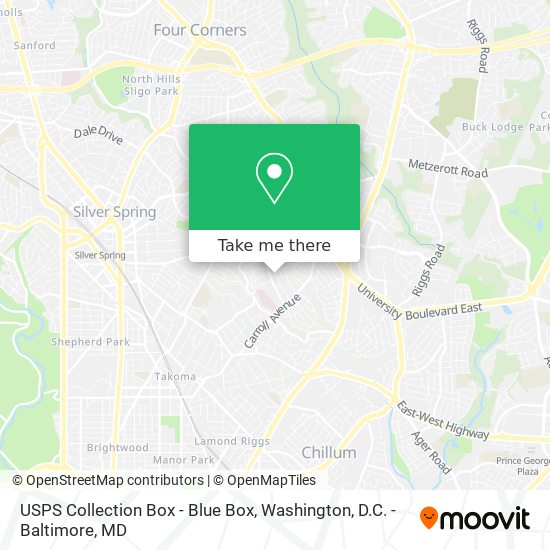 Mapa de USPS Collection Box - Blue Box