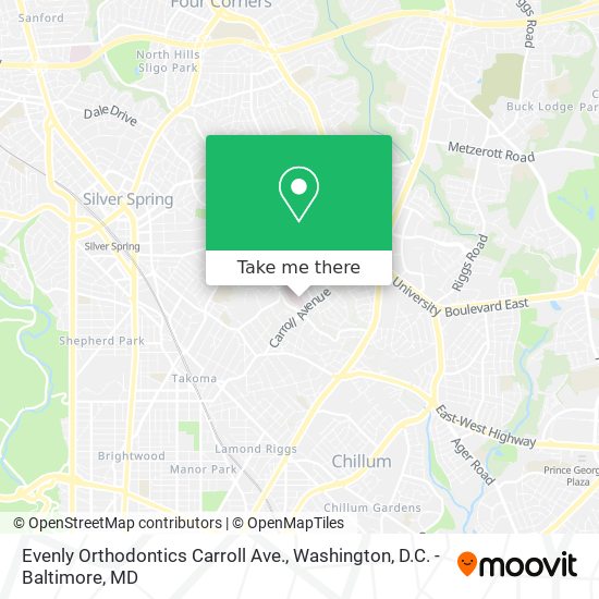 Mapa de Evenly Orthodontics Carroll Ave.