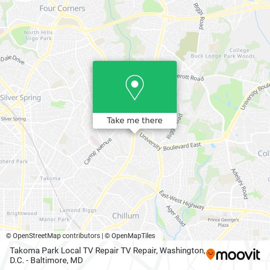 Mapa de Takoma Park Local TV Repair TV Repair