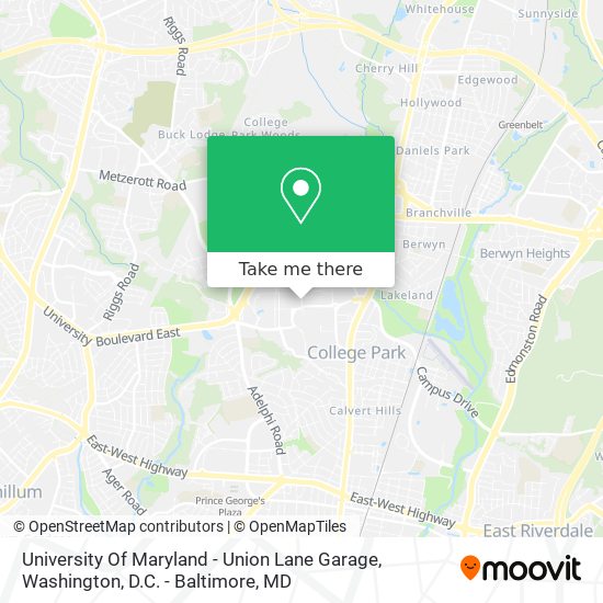 Mapa de University Of Maryland - Union Lane Garage