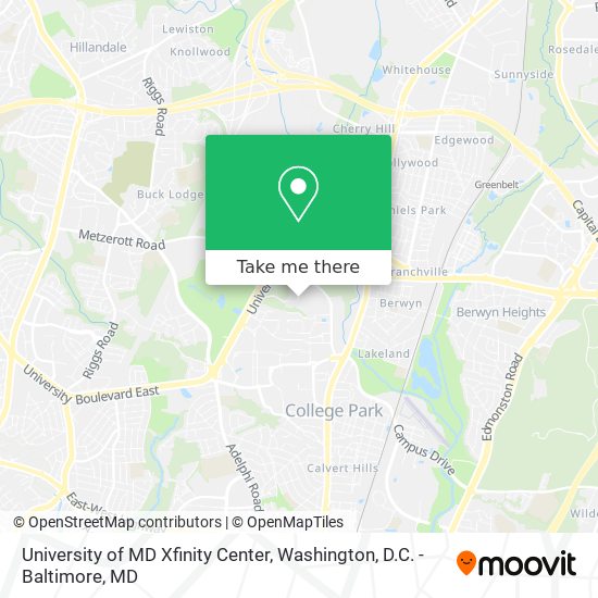 University of MD Xfinity Center map