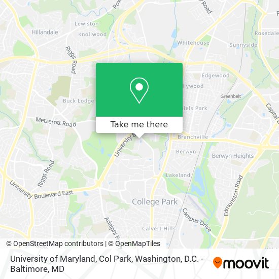 University of Maryland, Col Park map