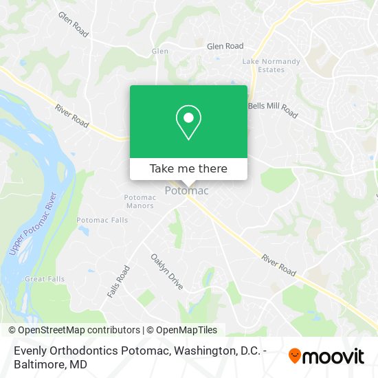 Evenly Orthodontics Potomac map