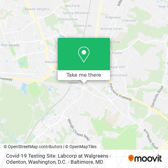 Mapa de Covid-19 Testing Site: Labcorp at Walgreens - Odenton
