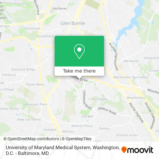 University of Maryland Medical System map