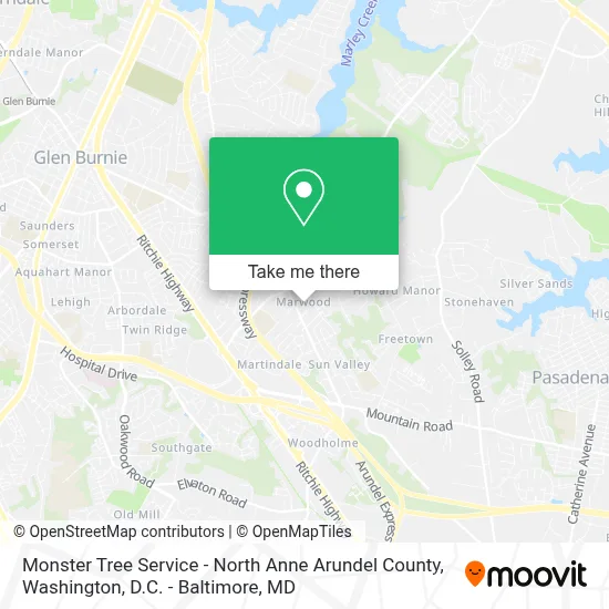 Monster Tree Service - North Anne Arundel County map