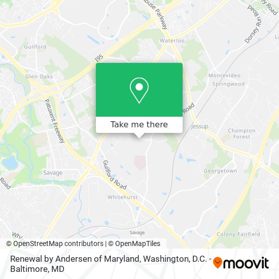 Renewal by Andersen of Maryland map