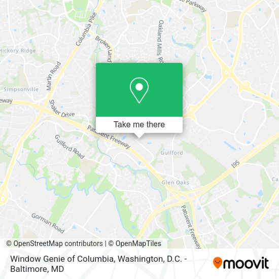 Window Genie of Columbia map
