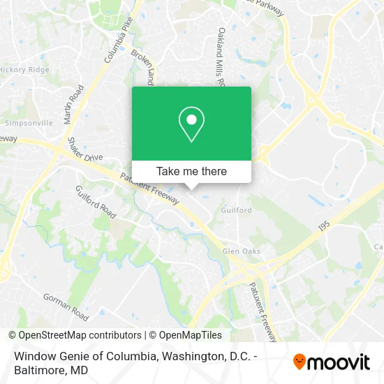 Mapa de Window Genie of Columbia