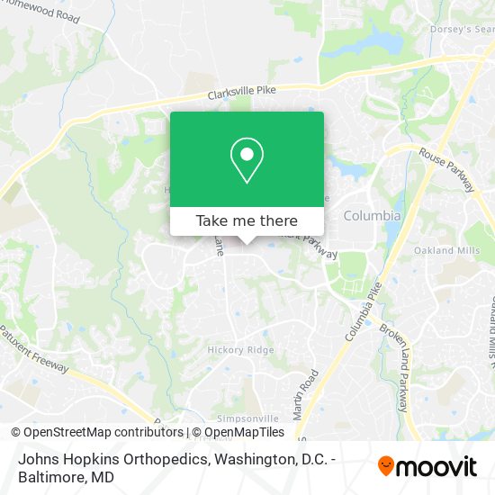 Johns Hopkins Orthopedics map