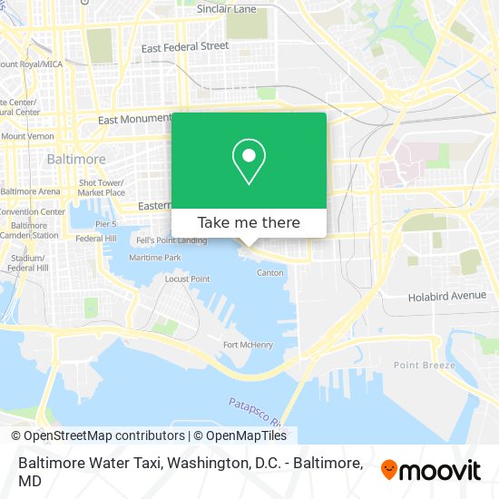 Baltimore Water Taxi map