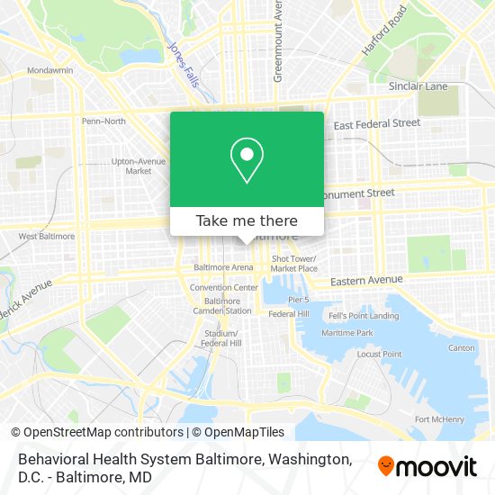 Mapa de Behavioral Health System Baltimore