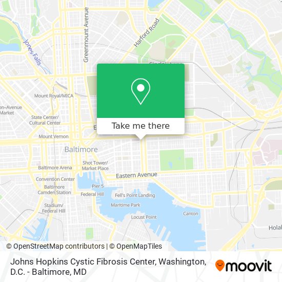 Mapa de Johns Hopkins Cystic Fibrosis Center
